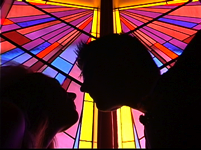 Focal Point Video: stained glass silhouette bride groom, wedding video sample clip