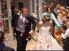 Focal Point Video: bride groom reception getaway with rose petals, wedding video sample clip
